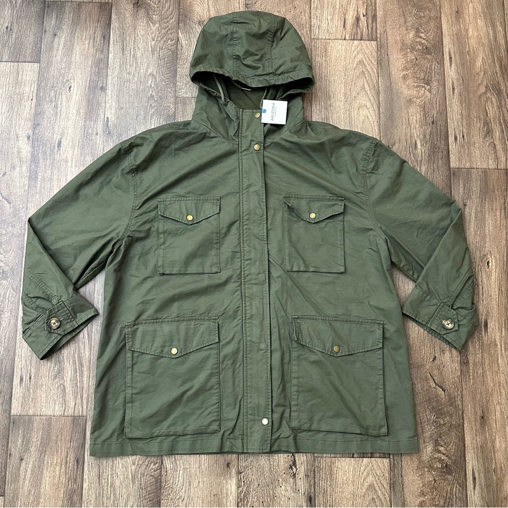 Arizona Jean Co 100% Cotton Jacket Women’s Size XXL Dark Avocado Military Green